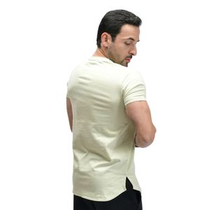 T-shirt Homme Crème Ivoire à Manches Courtes Col Rond Couleur Unie Coupe Slim Léger Décontracté Quotidien Basique Été - Product Image 5