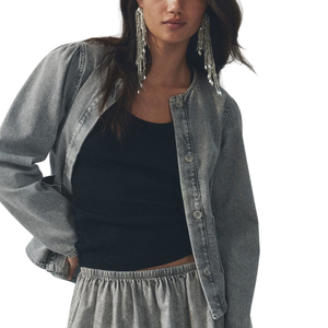 Chaqueta vaquera vintage para mujer, manga larga, con botones, estilo casual, corte holgado, ligera, para primavera y otoño, estilo urbano - Product Image 1