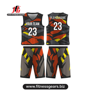 Ensemble de maillots de basket-ball sublimés, anti-humidité, unisexe, pour adultes, col en V, sans manches, imprimé géométrique, uniforme - Product Image 1