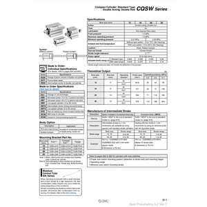 Cylindre compact pneumatique SMC CDQSWB25-30D pièces pneumatiques de haute qualité - Product Image 3