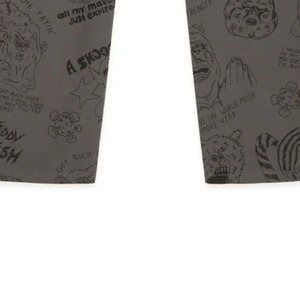 LAMA INDUSTRIES <b>Men's</b> Gray Printed <b>Casual</b> <b>Trousers</b> Straight Fit Elastic Waist Zipper Fly Spring Wear Criss-cross for Wash - Product Image 3