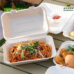 Eco-Friendly Alternative to Styrofoam Bagasse Clamshell Container Box made of Sugarcane <b>Pulp</b> for High-Volume Fast Food Outlets - Product Image 4