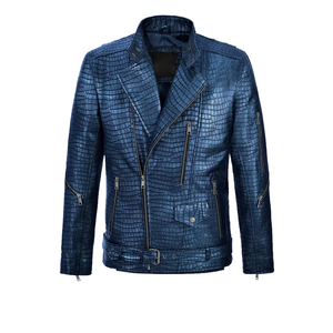 Veste en cuir sur mesure pour homme, style streetwear, veste de moto d'hiver, fermeture éclair, écologique, respirante - Product Image 1