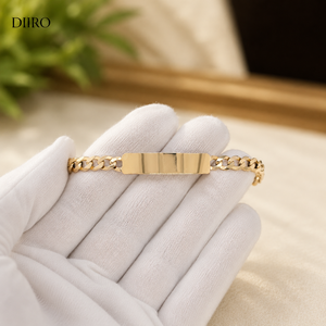 Bracelet chaîne d'identité personnalisé plaqué or pour hommes et femmes, bracelet barre de nom personnalisée maillons cubains, cadeau bijoux Moissanite - Product Image 3