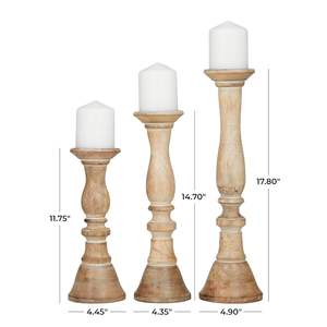 Ensemble de 3 bougeoirs artisanaux en bois de manguier de qualité supérieure pour la décoration de la maison et de la fête Bougeoir en bois rustique - Product Image 4