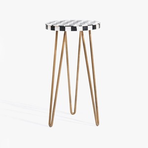 handmade premium quality Round Side Table Mosaic Wood Top Metal Hairpin Leg Accent Stool for Living Room Bedroom - Product Image 3