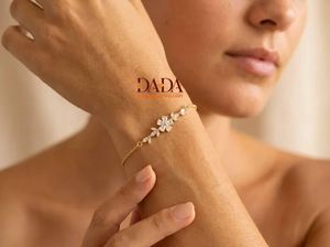 กำไลข้อมือเพชรทรงมาร์คีส์ทรงสวยสง่าสำหรับผู้หญิง เพชรเพาะเลี้ยงที่ได้รับการรับรอง กำไลรูปดอกไม้ เครื่องประดับทองคำชั้นดี - Product Image 3