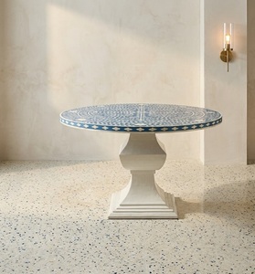Mesa de Centro Redonda con Pedestal, Decorativa, de Metal, Tamaño y Forma Personalizados para Sala de Estar, Hotel, Cafetería - Product Image 1
