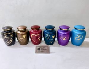 Hermosas Urnas Funerarias Europeas Doradas y Azules para Mascotas, Ecológicas, Duraderas, de Metal, para Cenizas - Product Image 6