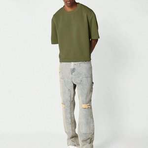 Camisetas cortas de moda para hombre, estilo holgado, de manga corta, tela suave de algodón transpirable, ropa informal de calle para verano. - Product Image 4
