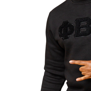 Sweat-shirt en chenille noir Phi Beta Sigma pour homme, col rond, lettres grecques, pull de fraternité haut de gamme, broderie tonale, coupe classique - Product Image 6