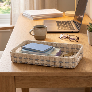 Bandeja de Almacenamiento de Cuerda de Papel Estilo Bohemio Ecológica - Organizador de Cocina de un Solo Nivel con Asas, Artesanía Sostenible Multifuncional - Product Image 4