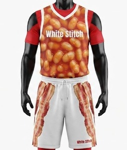 Camiseta sin mangas de baloncesto para mujer White Stitch con estampado de frijoles bacon, top transpirable de licra/nailon de 220 g, cuello redondo - Product Image 3