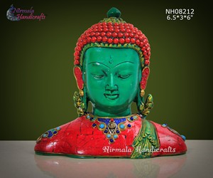 Busto de Buda de Resina Hecho a Mano con Acabado en Piedra, Escultura Decorativa Colorida para Meditación y Decoración del Hogar - Product Image 1