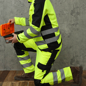 Ensemble veste de sécurité réfléchissante haute visibilité et pantalon cargo, classe 3, tenue de travail haute visibilité, fournisseur en gros avec logo personnalisé OEM - Product Image 5