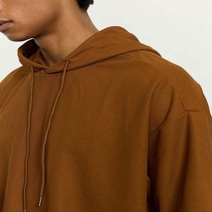 <b>Men's</b> Oversized Black Hooded <b>Short</b> <b>Sleeve</b> Sweatshirt Cotton French Terry Casual Autumn Wear - Product Image 3