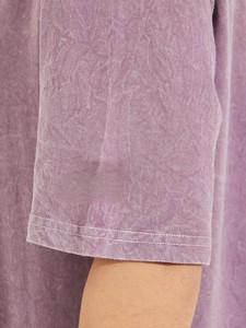 Camiseta de Algodón para Mujer, Cuello Redondo, Manga Corta, Corte Holgado, Color Morado, Informal, Transpirable, Tejido de Punto, Primavera Verano - Product Image 4