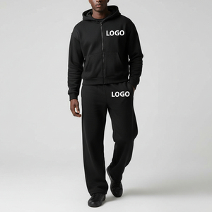 Conjuntos Deportivos de 2 Piezas para Hombre, con Capucha y Cierre, de Alta Calidad, con Logotipo Personalizado al por Mayor, Ropa Deportiva Informal de Invierno, de Algodón Sólido de 220g - Product Image 3
