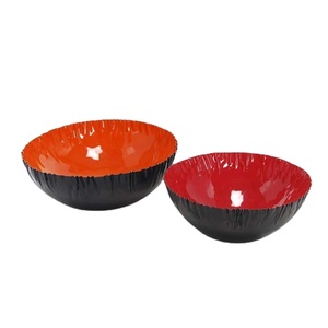 Bol de service moderne personnalisable en émail métallique multicolore exclusif – Meilleure vente, tendance, professionnel - Product Image 1