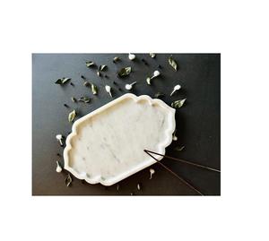 Plateau décoratif en marbre avec veines artistiques pour l'agencement de la table basse du salon et l'aménagement moderne de la maison - Product Image 1