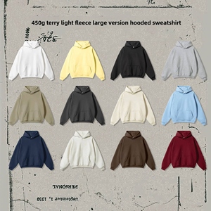 Fleece Lined Retro Drop Shoulder Solid Pattern Polyester Cotton Hoodies Autumn Winter Trendy Men's Loose Casual Sweatshirt - Product Image 4