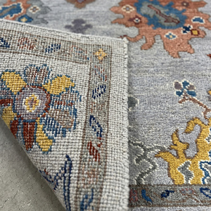 Tapis de luxe classique multicolore en laine noué à la main avec motif floral à poils ras pour salon - Product Image 5