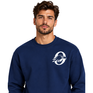 Navy <b>Blue</b> Men Sweatshirt Crew Neck <b>Long</b> <b>Sleeve</b> Pullover Casual Fleece <b>Top</b> Custom Logo Streetwear Winter Sportswear Wholesale - Product Image 3