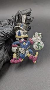 Colgante de Bolsa de Dinero con Diseño de Dibujos Animados, Estilo Iced Out, de Plata de Ley 925 con Diamante Moissanita, Joyería Hip Hop de Lujo, Colorido, Unisex, Amuleto de Destaque - Product Image 3