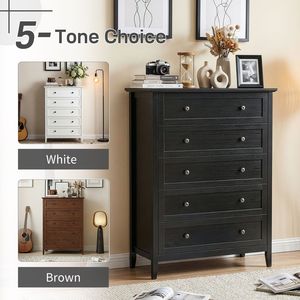 Comò con telaio in truciolato P2 + MDF melaminico 80*40*115cm, maniglie doppie nere goffrate SG017FD, cinque cassetti - Product Image 4