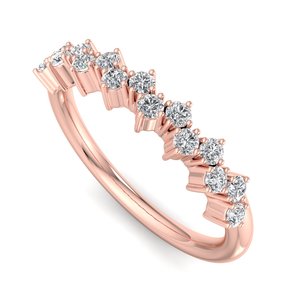 Anillo de boda apilable de lujo en oro rosa con diamantes redondos de talla brillante y piedras múltiples escalonadas, joyería de moda para mujer. - Product Image 1