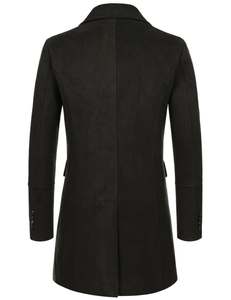 Gabardina Larga de Color Negro, Mezcla de Lana Ecológica, para Bodas y Fiestas, Estilo Blazer, Doble Botonadura, Transpirable - Product Image 2