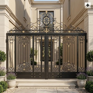 Puerta Doble Abatible de Hierro Forjado Estilo Europeo KHP, Recubierta con Pintura en Polvo, Resistente al Óxido, Fácil de Montar, Garantía de 3 Años, Uso en Exteriores - Product Image 4