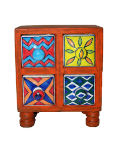 Handmade Wooden Jewelry <b>Box</b> with 4 Ceramic <b>Drawers</b> | Decorative Jewelry Organizer Chest for Rings, Earrings & Accessories - Product Image 3