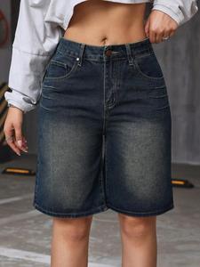 Shorts en jean décontractés vintage pour femmes, style pakistanais, pour l'été, tenue de tous les jours, confort premium, 100 % coton, écologique - Product Image 1