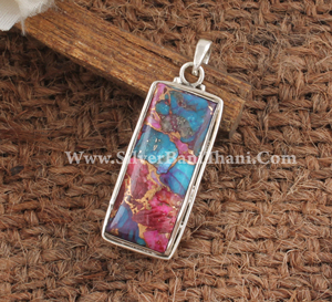 Pendentif en cuivre turquoise naturel, argent sterling 925, collier vintage unisexe fait main, style bohème - Product Image 6