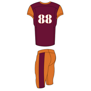 Uniforme de Fútbol Americano para Hombre, Conjunto de Camiseta y Pantalones, Color Granate y Naranja, Número 88, Cuello en V, Manga Corta, Poliéster que Absorbe la Humedad, para Adultos - Product Image 2