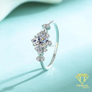 Round Cut Moissanite Engagement <b>Ring</b> <b>925</b> Sterling <b>Silver</b> Elegant Floral Inspired Bridal Jewelry Gift For Women Luxury Design - Product Image 3
