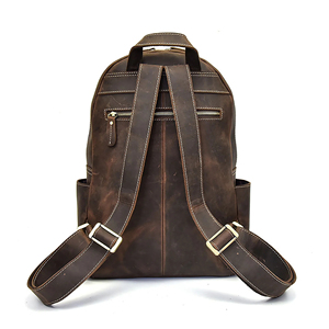 Sac à dos en cuir véritable, design vintage de chasse, construction souple, fermeture à glissière, sac unisexe pour la randonnée et le camping - Product Image 3