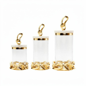 Caja de chocolate de diseño fabuloso, recipiente de vidrio y metal para servir nueces, tarro con tapa de mármol blanco, caja para dulces al por mayor - Product Image 1