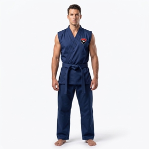 Uniforme de Taekwondo International Dumela Bleu Marine en Coton Respirant Taille Haute Personnalisable et Durable pour les Arts Martiaux - Product Image 3
