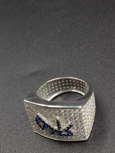 Heavy Iced Out Square <b>Ring</b> Moissanite Micro Pave <b>925</b> <b>Silver</b> Custom Initial Number <b>Ring</b> Hip Hop Rapper Jewelry Gift - Product Image 2