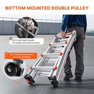 Échelle de camping-car compacte multifonctionnelle en aluminium de 15,5 pieds, pliable et télescopique, pour utilisation en grenier - Product Image 3