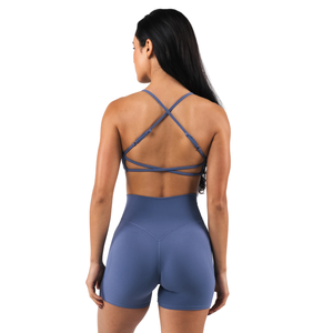 Sujetador deportivo sin costuras con tirantes para mujer, color azul polvo, de alta sujeción, elástico, para yoga, gimnasio, fitness, entrenamiento, ropa deportiva, top corto - Product Image 3