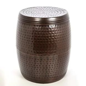 Tabouret de Tambour en Métal Bronze, Meuble Durable pour la Maison, Pouf d'Appoint pour Salon, Utilisation en Appartement, Design Contemporain - Product Image 1