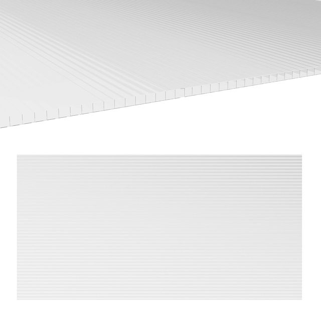 UV Protected Twin-Wall Polycarbonate Sheet 47.2\" X 23.6\" 10 Pack Clear Greenhouse Panels Sun Sheets & PC Embossed Sheets