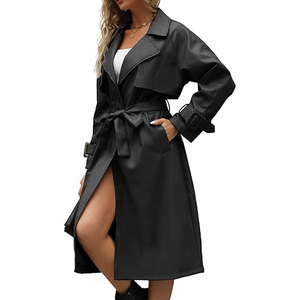 Available in Stock Women Real Leather Trench Coat Lady Genuine Sheepskin Long Coats Windbreaker Female Leather Overcoat - Product Image 1