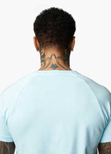 Ensemble T-shirt et short en coton bleu clair pour homme, col rond, manches courtes, couleur unie, respirant, coupe classique, toutes saisons, vêtements de loisirs - Product Image 5
