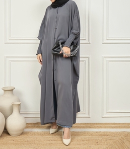 Wholesale Women Abaya Kaftan Dress Handmade Turkish Floor Length Long Sleeve Soft Breathable Polyester Floral Loose Fit - Product Image 1