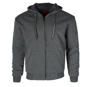 Sweat-shirt à capuche zippé pour homme, couleur bordeaux, coupe classique, en molleton, manches longues, pour l'automne. - Product Image 4