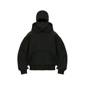 Sweat-shirt à capuche zippé pour homme, de qualité supérieure et au meilleur prix, avec strass, manches longues, style streetwear, avec poches - Product Image 1